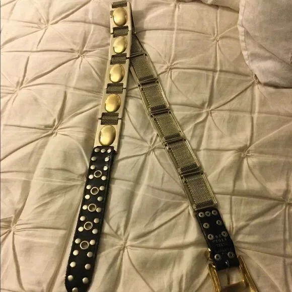 Leather and metal belt 29” Gold tone - Picture 4 of 8